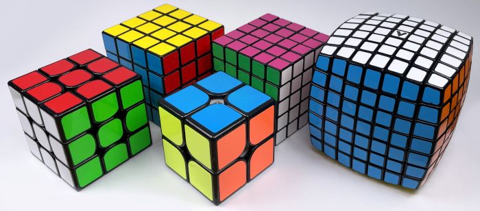 nxnxn cubes from 2x2 to 7x7